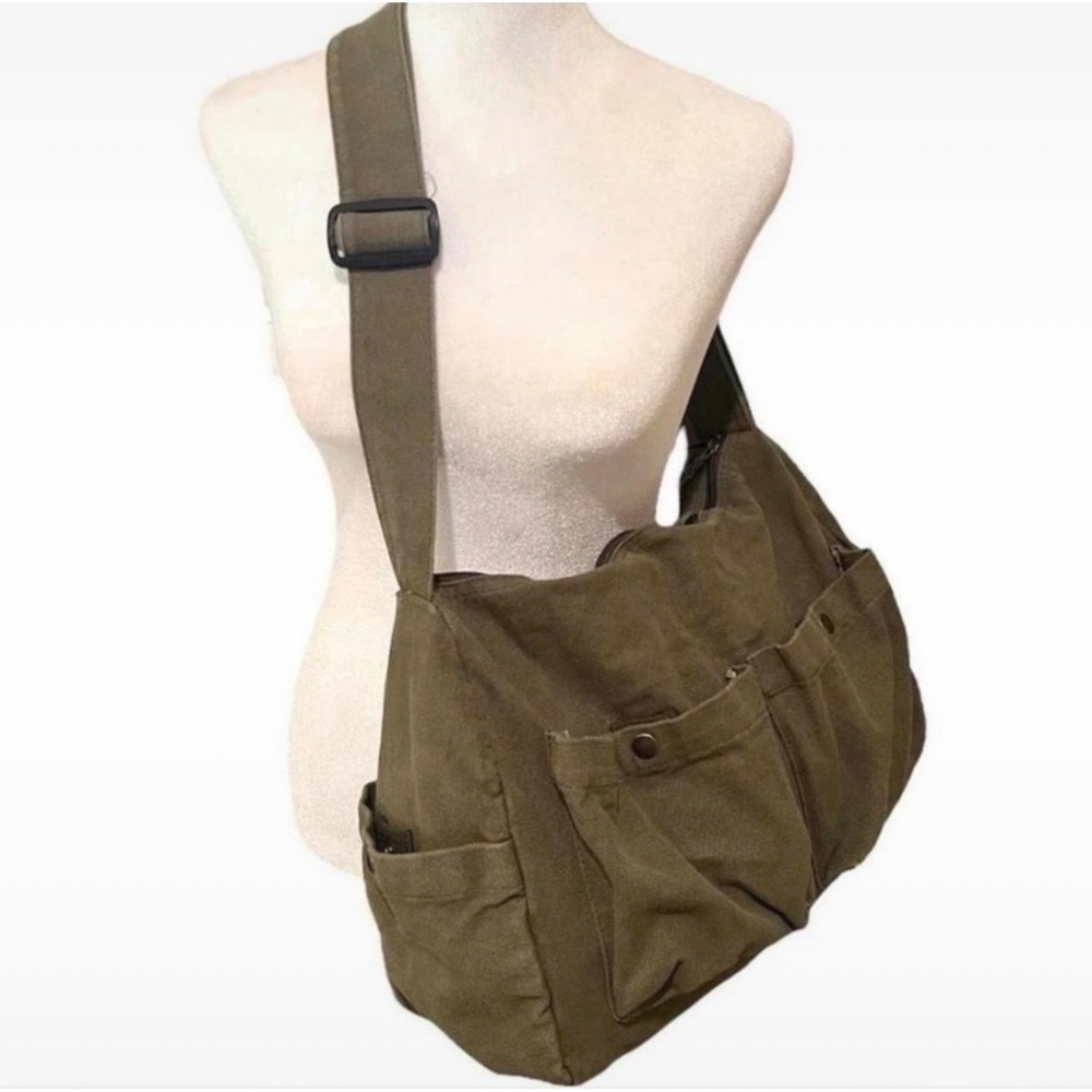 Awesome Unisex Canvas Crossbody Bag - Large capacity -  Khaki - New